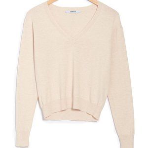 THAKOON V-neck Long Sleeve Sweater In Light Beige Size M MSRP $100